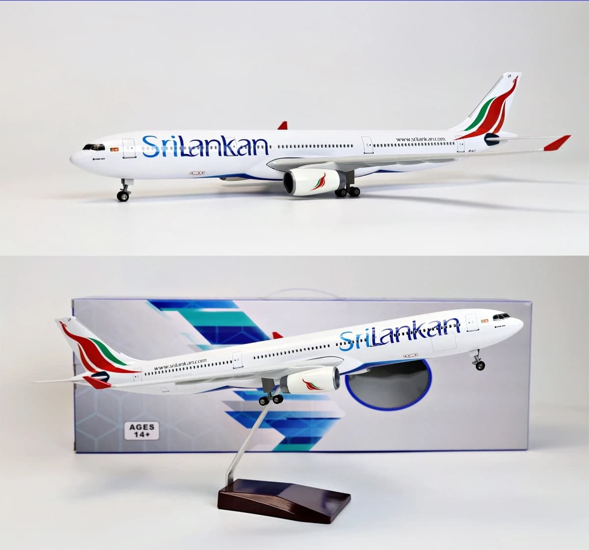 47cm Sri Lanka A330 Die-cast Resin Airplane Model Kit with Stand LED light Collectible Aircraft Toy for Aviation Enthusiast Gift
