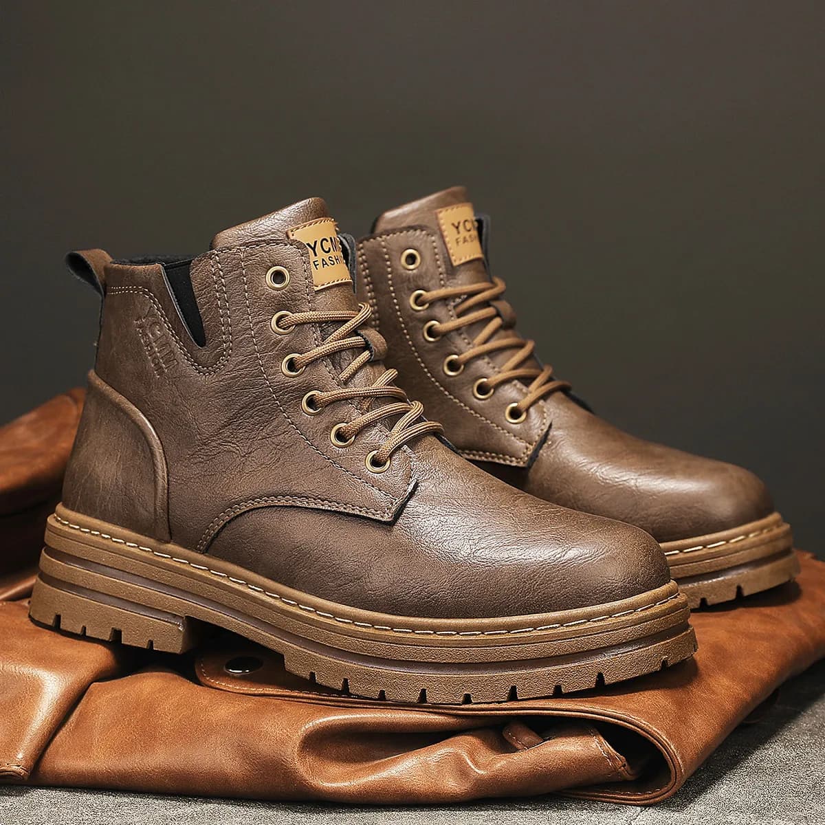 Stivaletti da uomo alla caviglia moda classica casual stile Oxford scarpe da trekking scarpe classiche da uomo stivali moda cravatta marrone