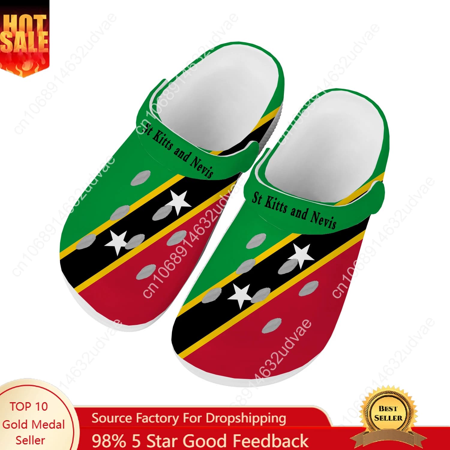 St Kitts e Nevis Scarpe da acqua Uomo Donna Adolescente Zoccoli da giardino antiscivolo per la casa Sandali personalizzati Pantofole da spiaggia con foro traspirante
