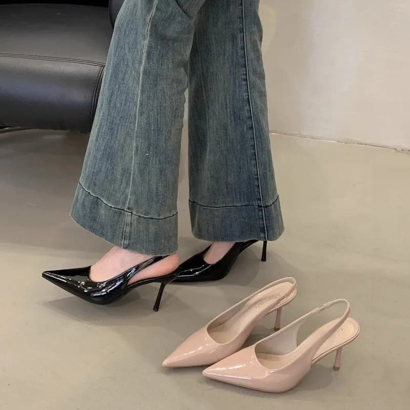 French Sandals with High Heel Sandals with Women's Head 2025 Spring and Summer New single pointed woman shoes with thin heel