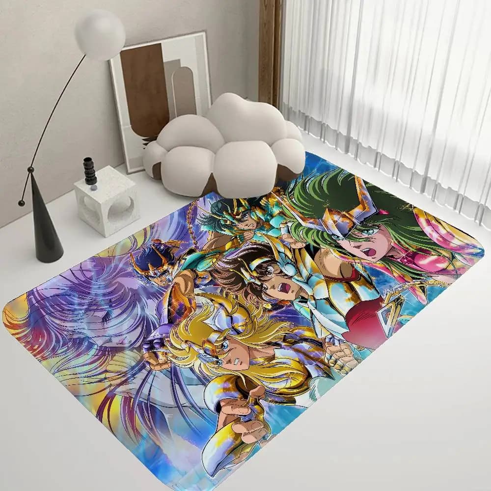 Tappetino da bagno con personaggi dei cartoni animati dei Cavalieri dello Zodiaco, decorazione per la camera dei bambini, balcone, zerbino antiscivolo, tappeto di benvenuto per il soggiorno