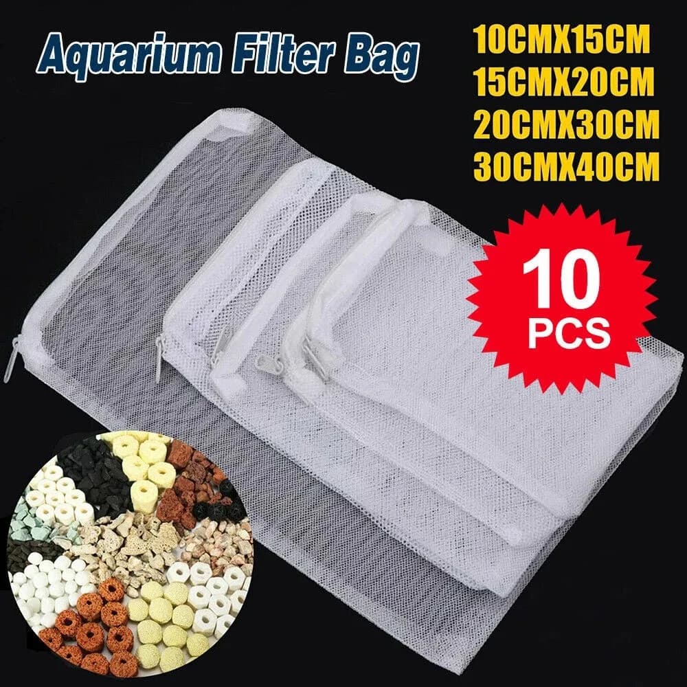 5/10 pz Acquario Filtro Net Borse Riutilizzabili Filtro Fine Media Borse Con Cerniera Per Serbatoi di Acqua Salata Dolce Acquario Serbatoio di Pesce filtro