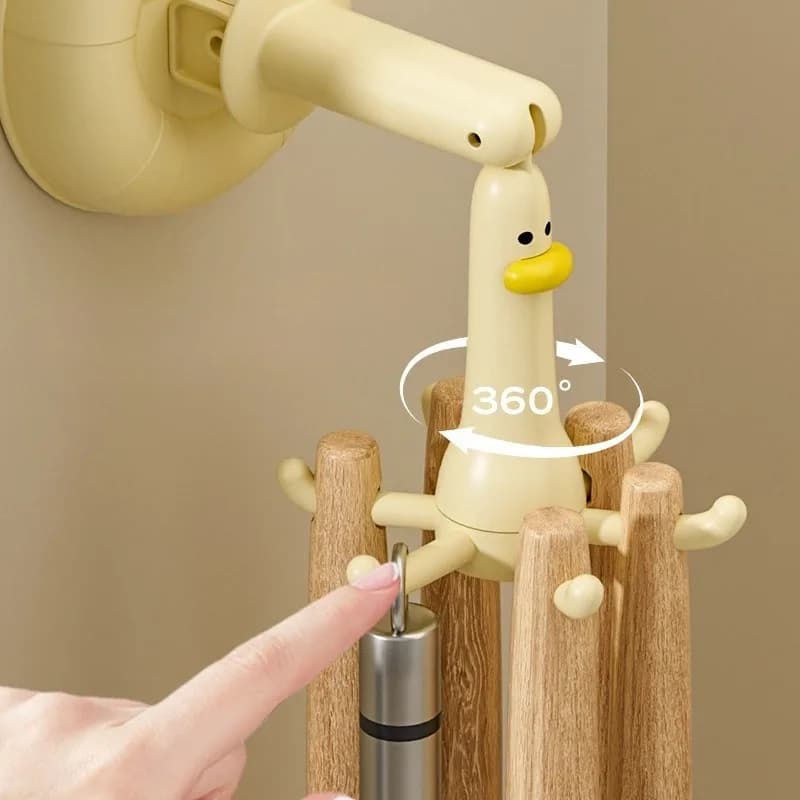 Gancio a ventosa senza foratura, design simpatico a forma di anatra, rotazione a 360° ° Gancio Girevole Organizzatore per Bagno e Armadio, per Cappelli, Borse, Asciugamani, Decorazione Casa