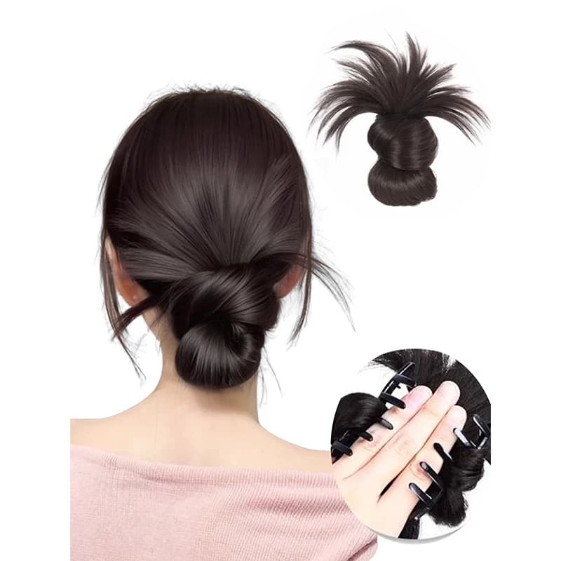 Parrucca a chignon basso con clip per capelli, chignon disordinato, estensione dei capelli lisci per updo senza sforzo, artiglio sintetico, chignon disordinato per le donne