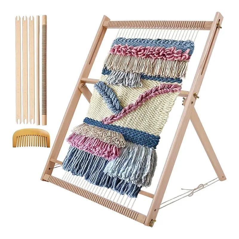 Multi-Craft For Adults Weave Loom With Stand Wooden Kit For Beginners, Extra-Large Frame