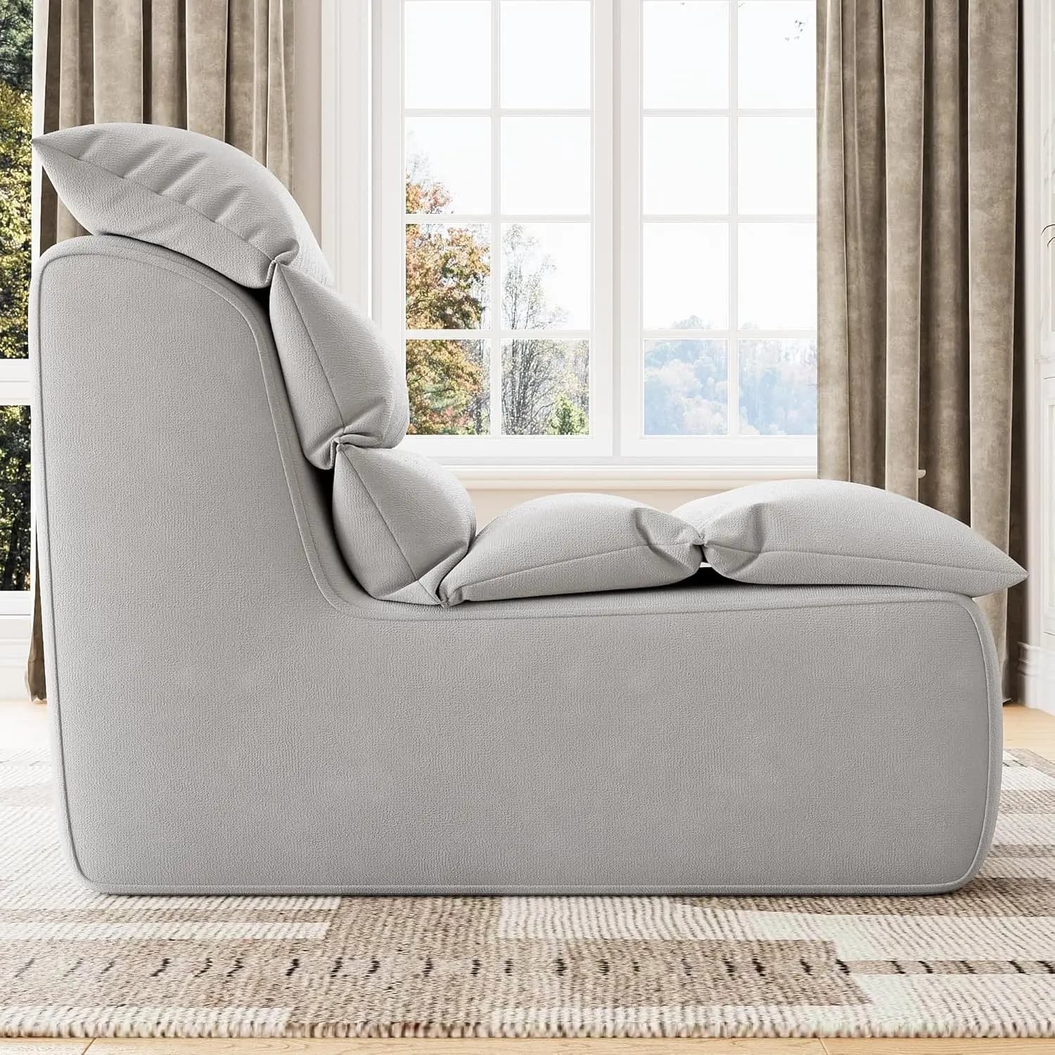 Lazy Bean Bag Chair with High-Resilience Foam Non-Slip Base Beanbag Chairs Floor Couch for Reading Gaming Living Room Bedroom