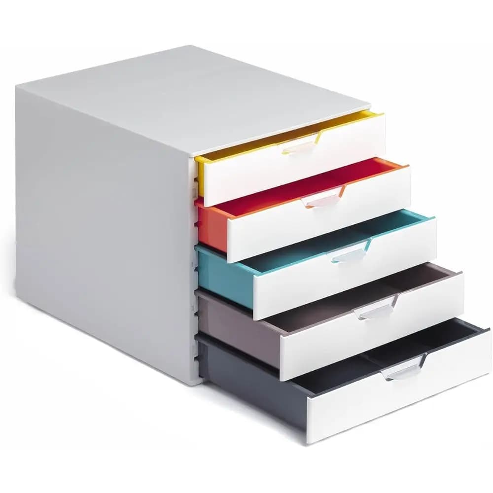 Set da scrivania a 5 colori con cartelle portadocumenti formato lettera per organizzare documenti e ufficiari
