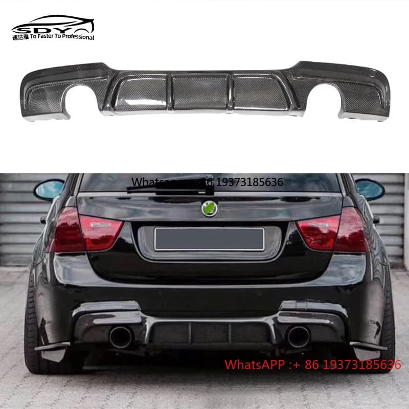 E90 M Sport Diffusore posteriore in fibra di carbonio Paraurti posteriore Labbro Singolo doppio sfiato per BMW Serie 3 E90 Lci