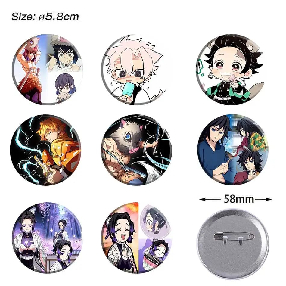 Spilla Rotonda Classica Anime Demon Slayer con Personaggi Cartoon, Spilla Smaltata di Sanemi Tanjiro, Accessori per Zaini e Abbigliamento