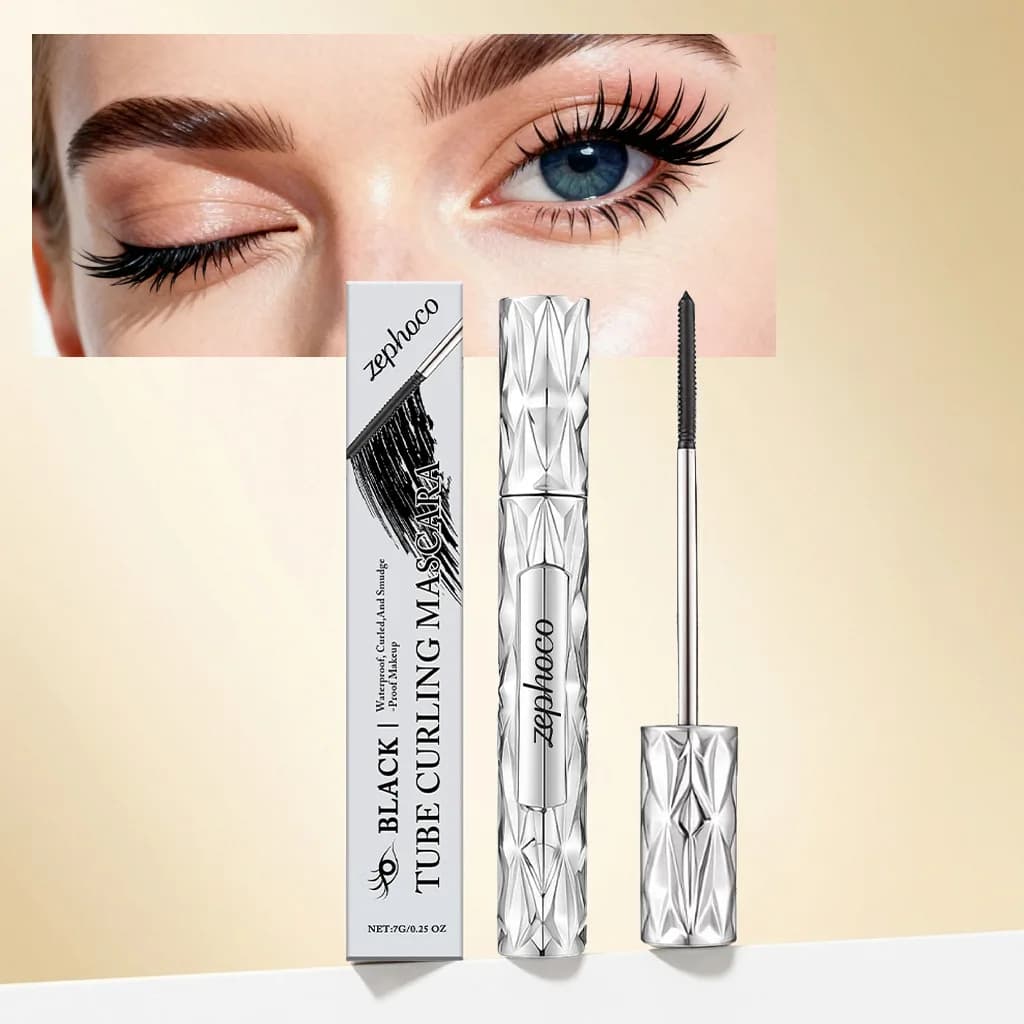 Mascara Volumizzante e Incurvante Marrone a Lunga Durata - Effetto Liscio, Sollevato, Leggero, Naturale, Anti-sbavature, Senza Grumi