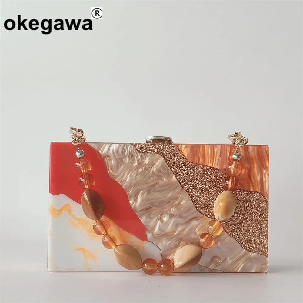 Wallet bag with day clutch in acrylic striped mixed color, for evening parties, trips, girl, lady, woman, evening bags, women's bags
