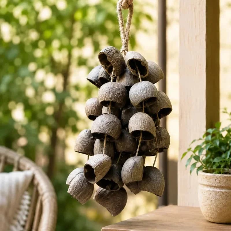 Handmade Natural Seed Shell Wind Chime Bell Hanging Ornament Yoga Meditation Healing Home Garden Balcony Gift Rustic Boho Decor
