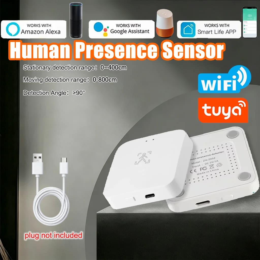 Tuya Smart Life WiFi Human Presence Detector 24GHz MmWave Radar Pir Motion Sensor Smart Home Scene Linkage Via Alexa Google Home