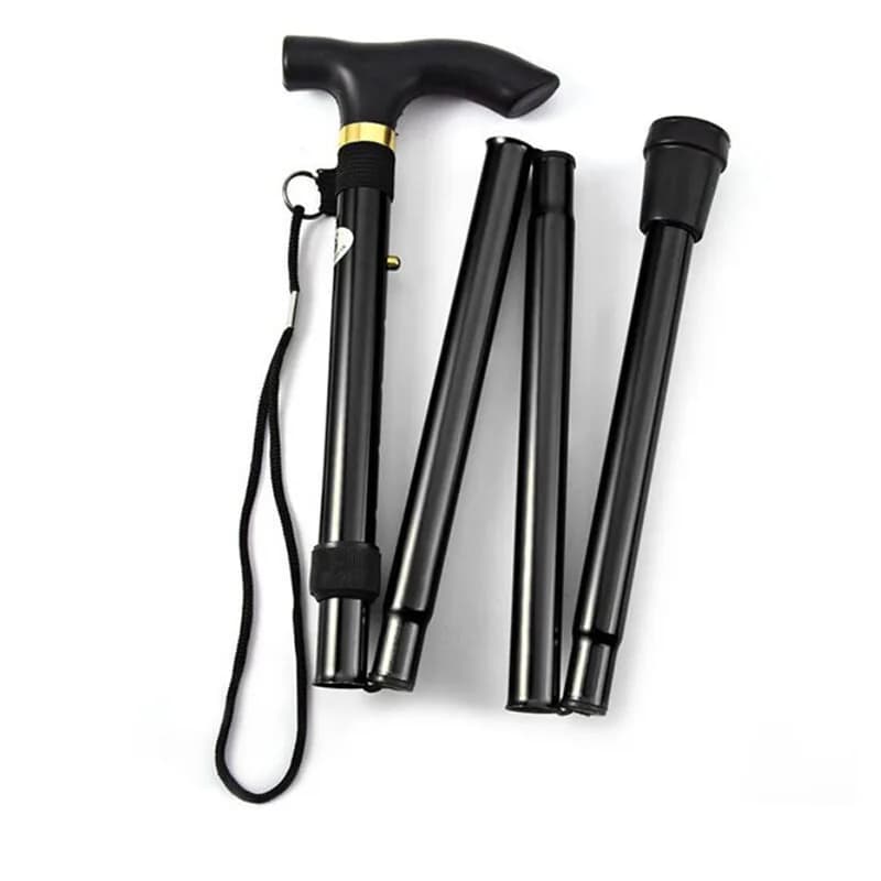 Foldable Walking Stick Aluminum Alloy Cane Portable Trekking Poles Non-slip Lightweight Folding Climbing Walking Stick