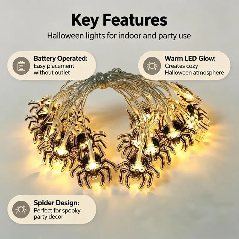 20/40 LED Decorative Fairy String Lights, Battery Powered for Halloween Holiday Bedroom Home Decor