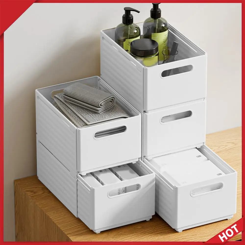 2 contenitori retrattili con maniglie, organizer per cassetti regolabile per armadi da cucina, guardaroba e bagno