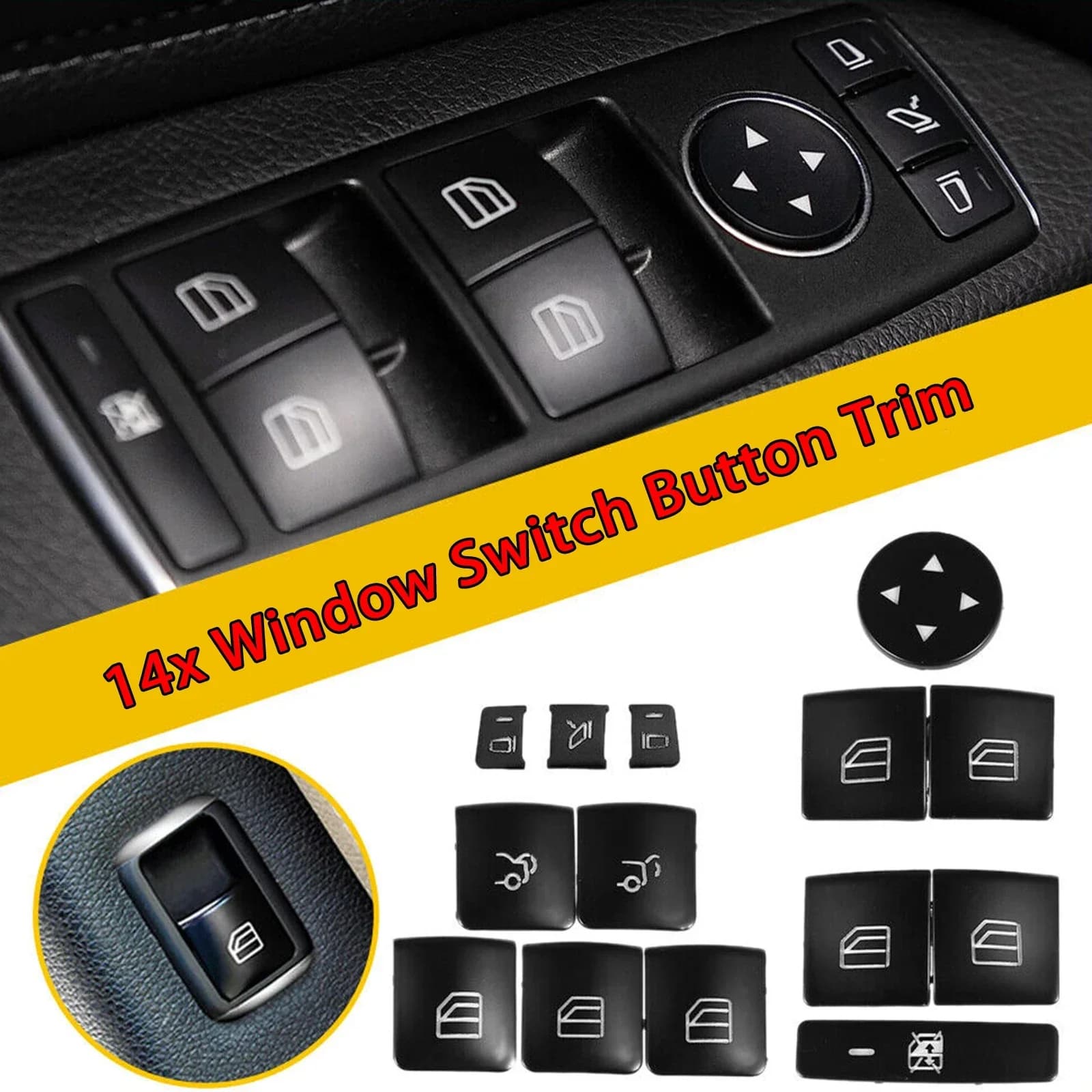 Per Mercedes Benz CLA 180 200 GLA 180 200 2013 2014 2015 2016 2017 2018 2019 14x Parti di Automobili Finestra Interruttore Pulsante di Riparazione adesivi
