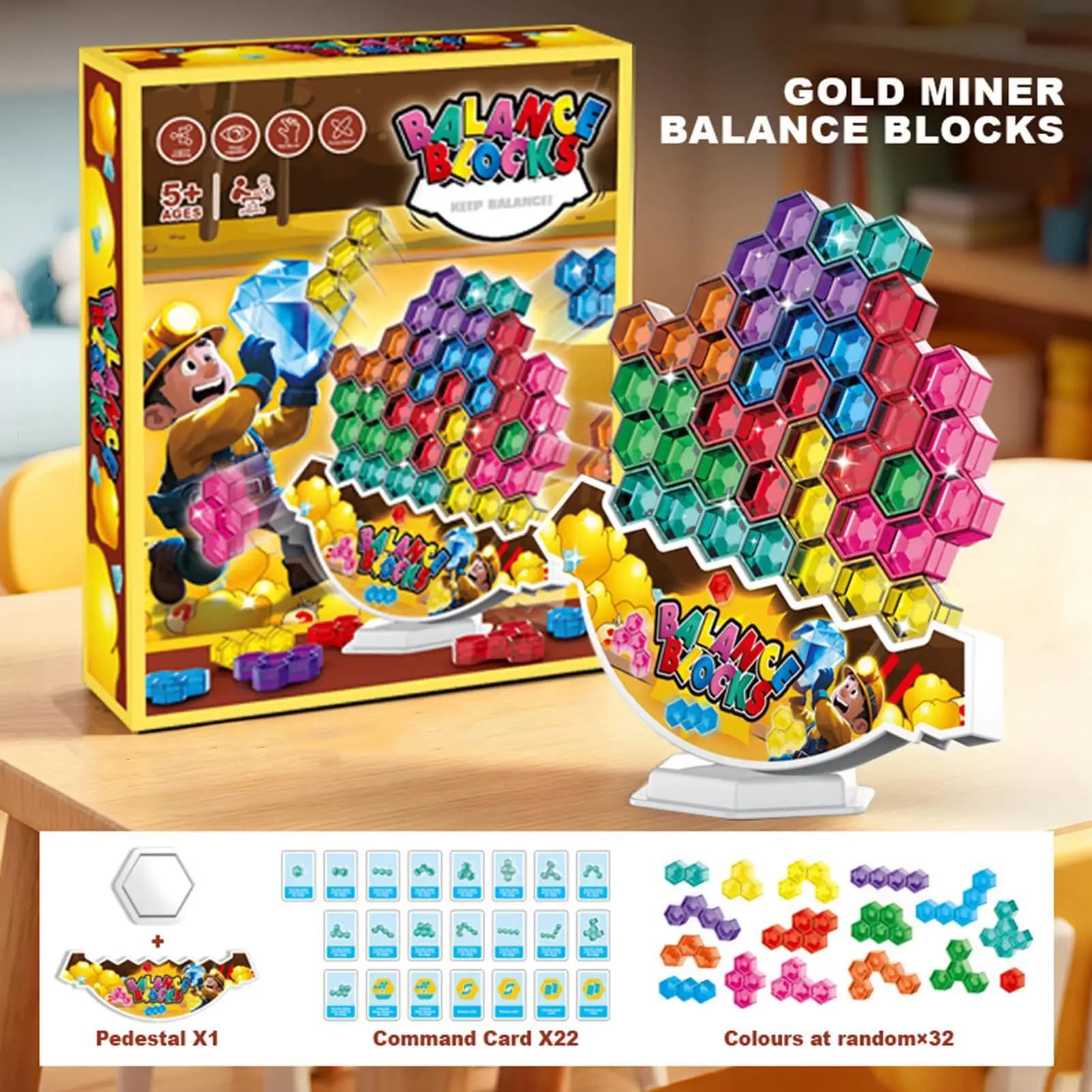 Gioco di impilamento blocchi in legno, gioco da tavolo educativo interattivo per bambini e bambine, per sviluppare la concentrazione