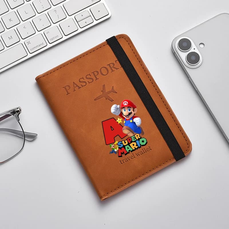 Porta passaporto Super Marios Bro, portafoglio da viaggio unisex, carino, organizer per documenti, porta documenti impermeabile, porta passaporto, cartone animato anime