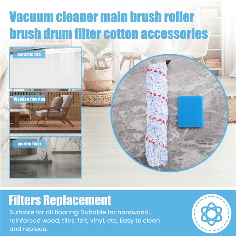 B46C Filter brush roller and spare parts in pre-filter foam for dry and wireless vacuum cleaner Tineco Ifloor HF10E-01