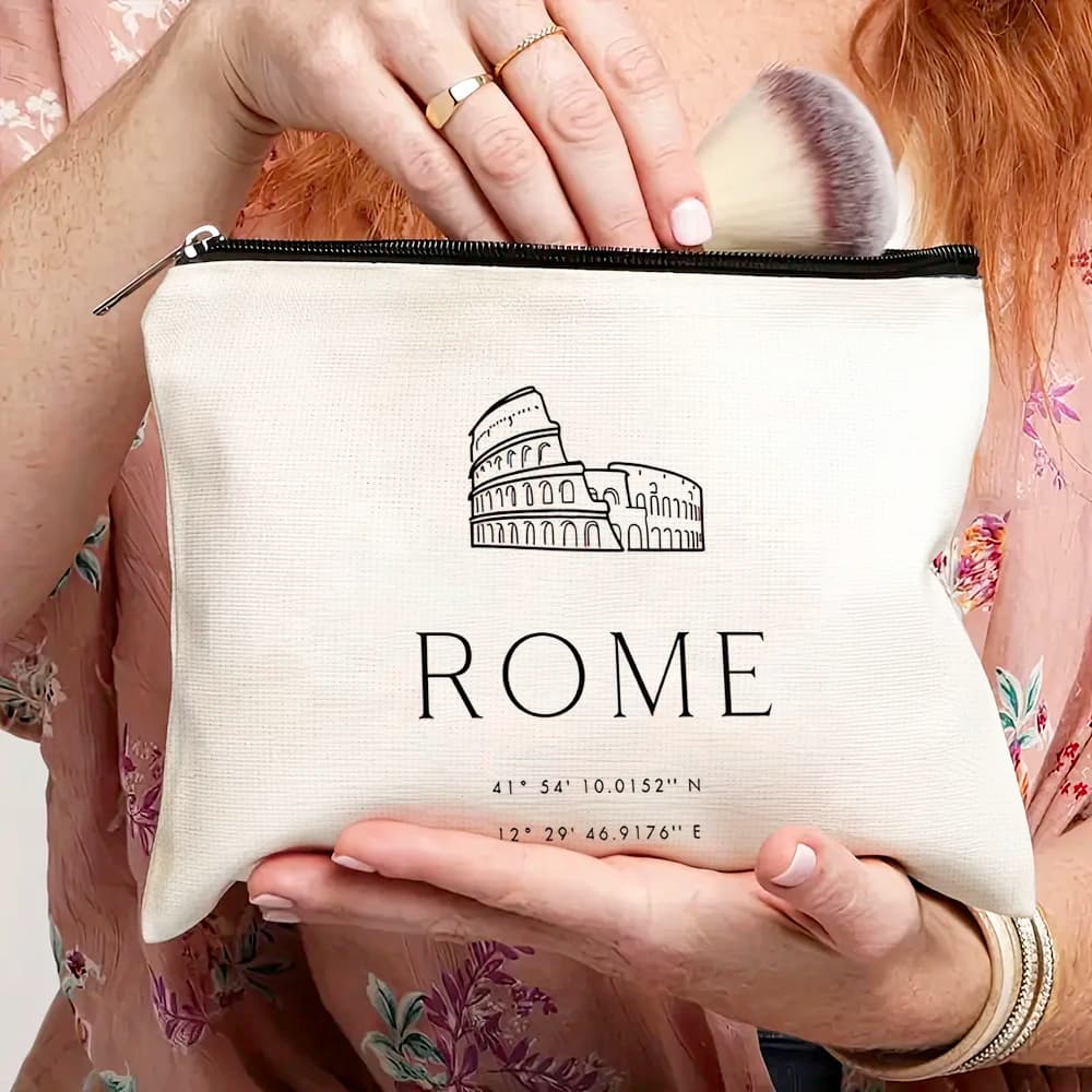 Roma Parigi Londra New York Borse per cosmetici da donna Pochette Portafoglio Borsa da viaggio per ragazza Borsa doppia stampa Borse per trucco da donna con cerniera