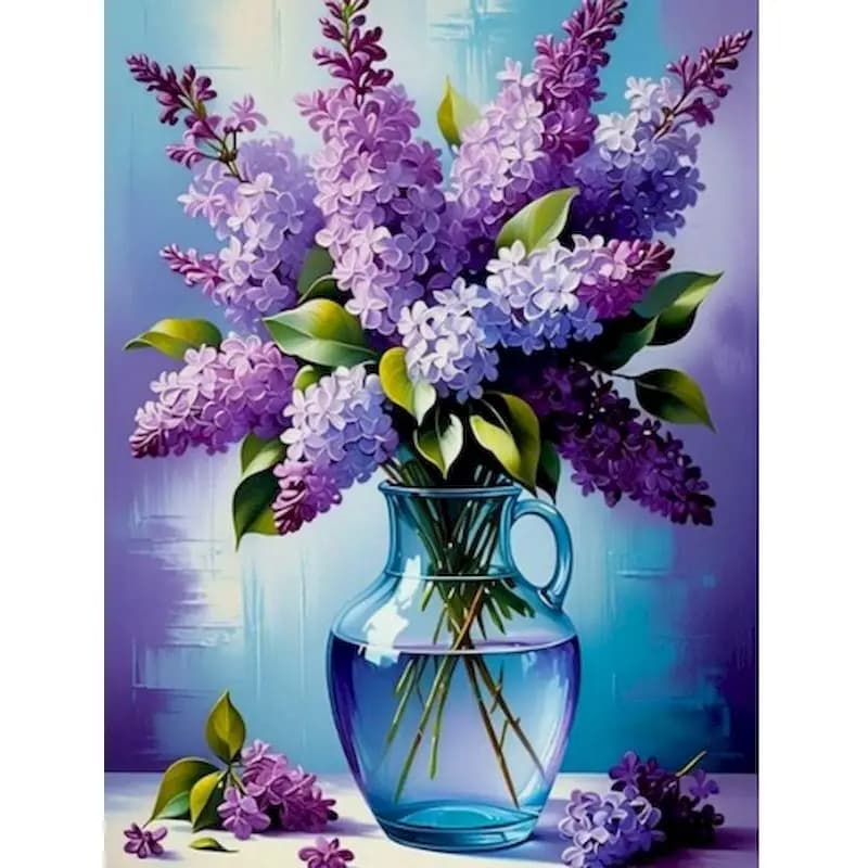 GATYZTORY Kit Pittura a Olio con Cornice per Adulti, Dipingi con i Numeri, Tela con Vaso di Lavanda, Decorazioni da Parete per Soggiorno
