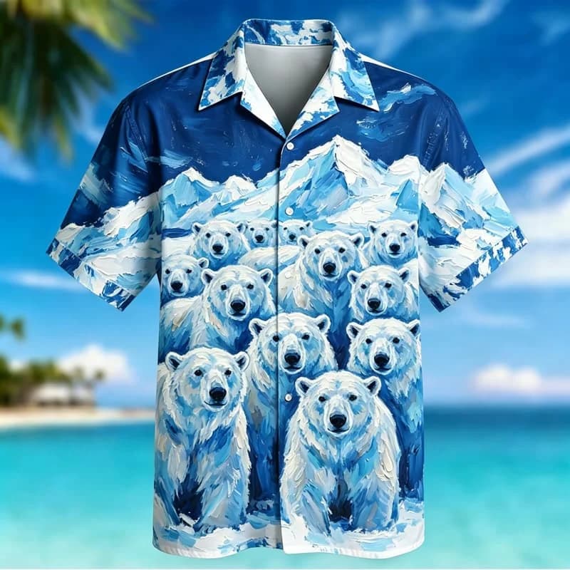 New Fashionable Animal Group Printed Short Sleeved Shirt for Men's Casual Daily Wear, with Artistic Personality Style Shirt