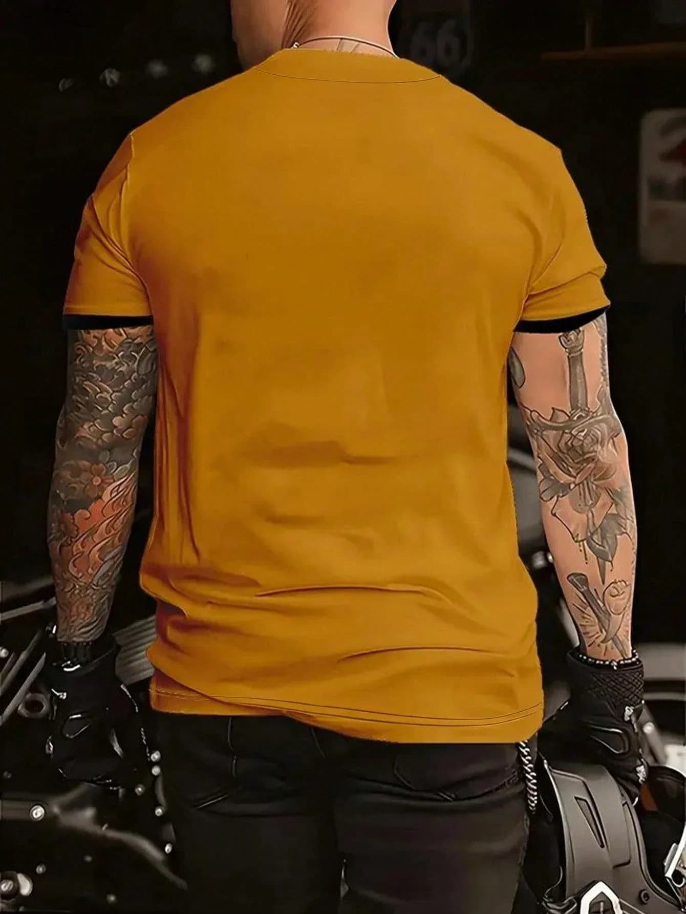 T-shirt da uomo a maniche corte a righe con colori a contrasto, casual, tinta unita