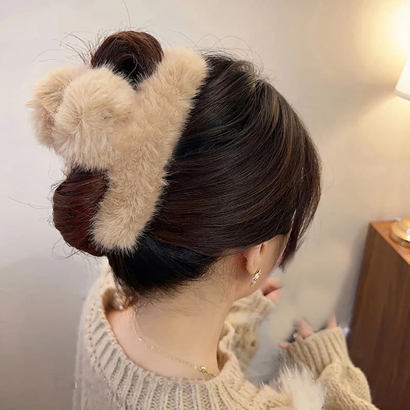 Fermaglio per capelli a forma di orsetto in peluche, clip grande a forma di squalo in pelliccia sintetica, fermaglio coreano autunnale e invernale, fermaglio a granchio alla moda INS, nuove mollette.