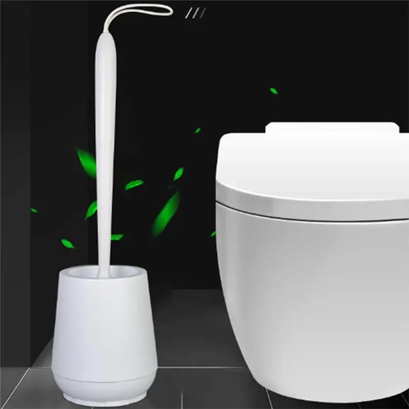 A24I Scopino per WC da bagno Testina morbida Nessun angolo morto Spazzola per la pulizia dei pavimenti della casa Accessori per WC (Bianco)