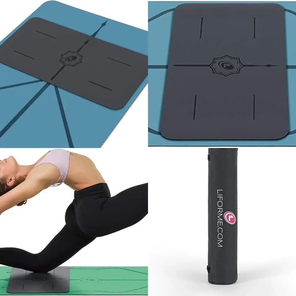 4.2 mm eco-friendly yoga mat with alignment system and anti-slip handle for warrior poles and joint support