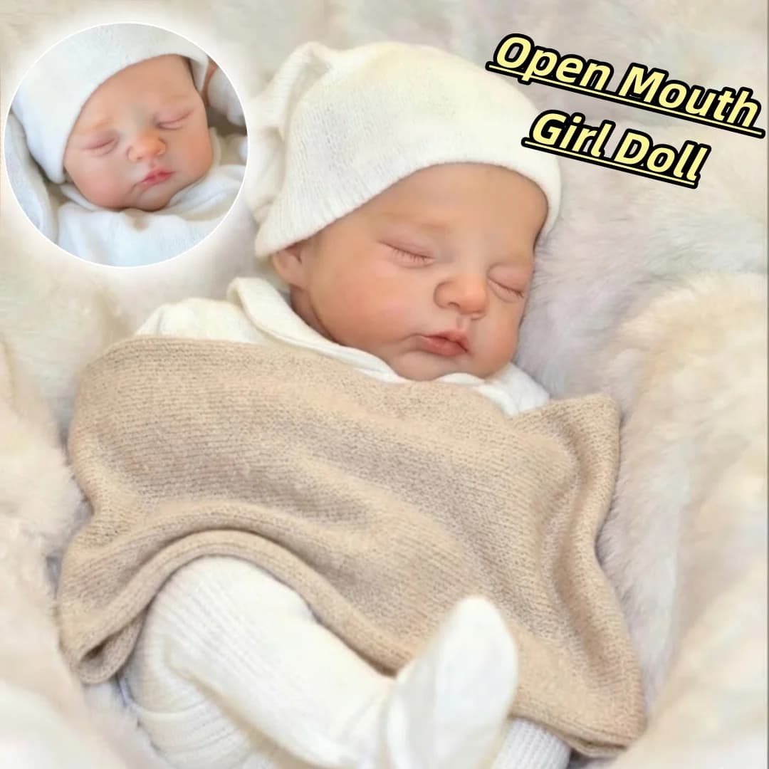 Bambola reborn da 13 pollici Irys Open Mouth Solid, bambola reborn in silicone per bambina con corpo lavabile, morbida al tatto, realistica.