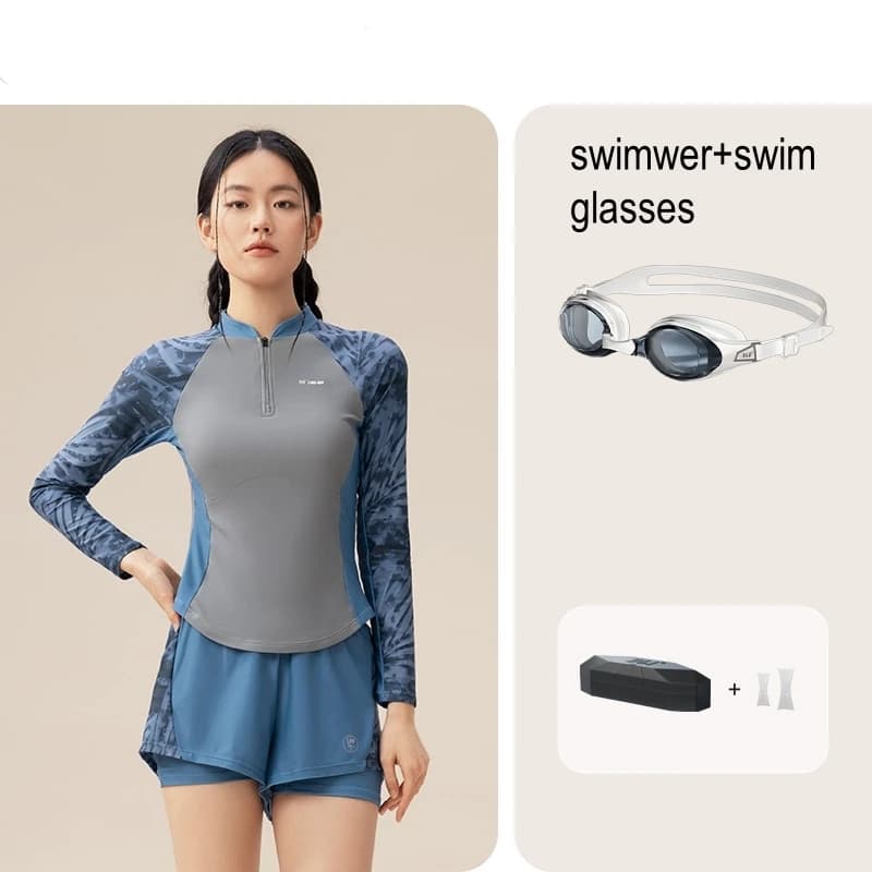 Costume da bagno da donna professionale a maniche lunghe in nylon ad asciugatura rapida da surf atletico push up costume da bagno femminile impermeabile