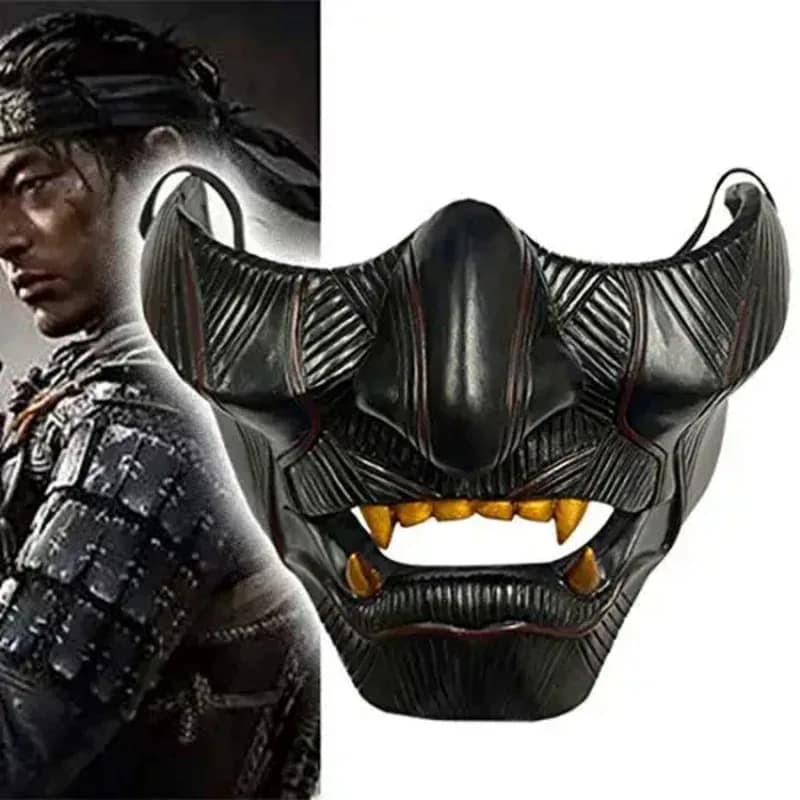Ghost Of Tsushima Jin Sakai Cosplay Half Samurai Warrior Face Halloween Hannya Mask Decoration Party Prop Re NM33