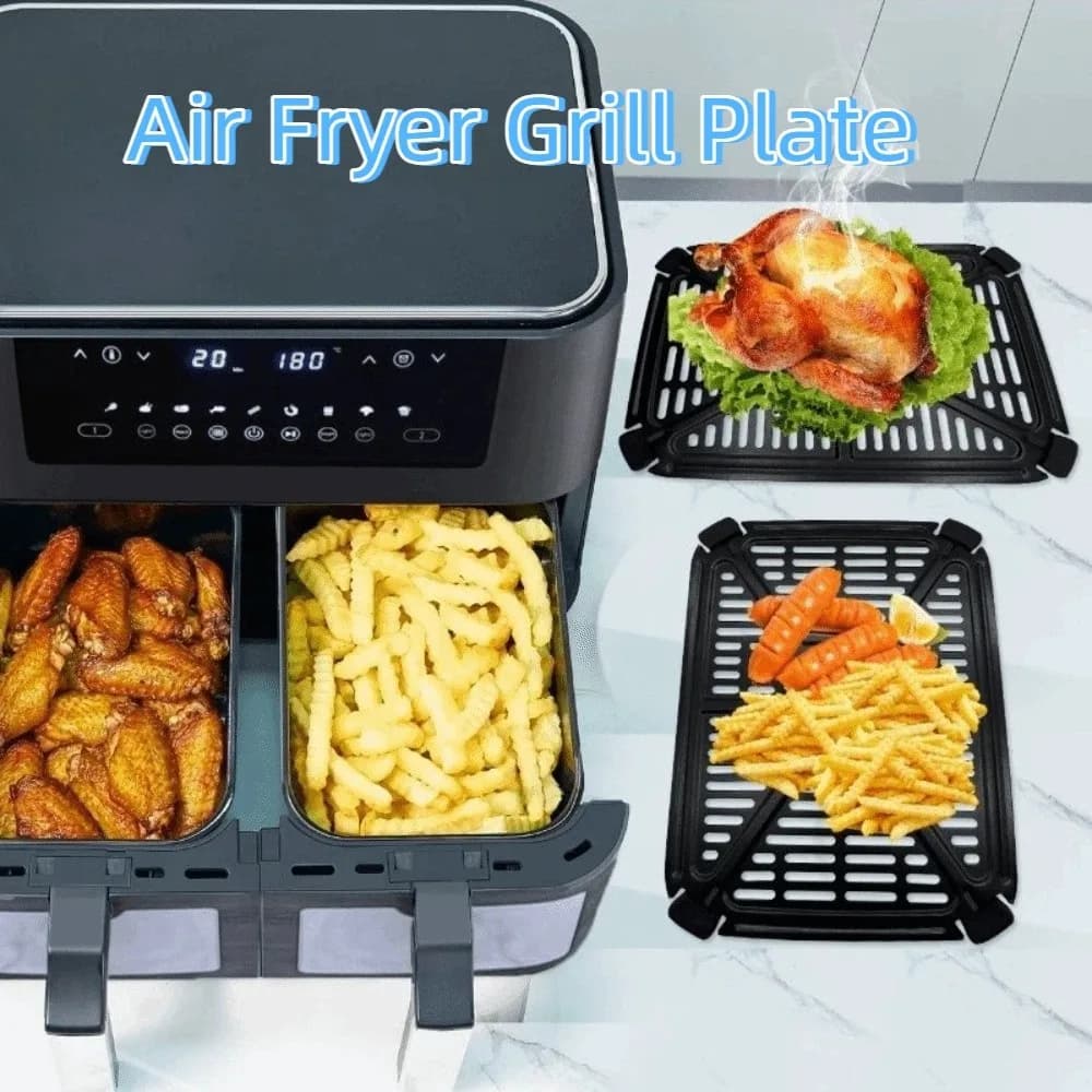 Piastra Antiaderente per Friggitrice ad Aria con Separatore d'Olio, Lavabile in Lavastoviglie, Rivestimento Quadrato per Friggitrice ad Aria, Accessori per Cucina