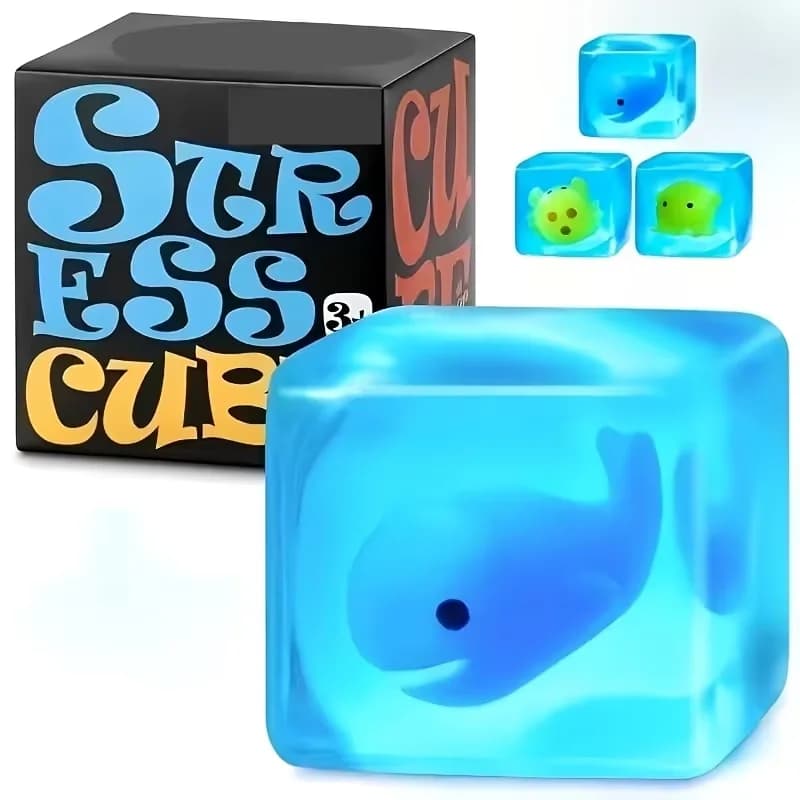 Cute Marine Animal Ice Cubes，Super Soft Slow Rebound Squeeze Squishies Home Office Anxiety Relief Hand Sensory Relax Supplies