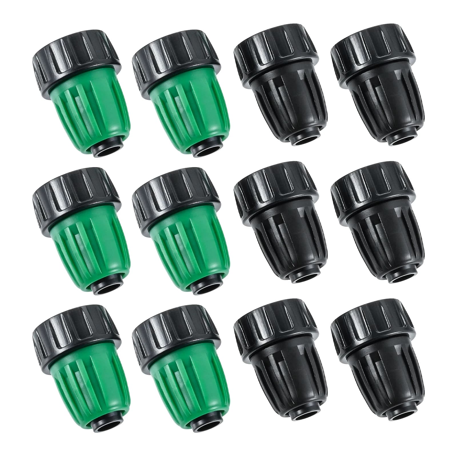 12 pz/set 1/2 Pollice Adattatore Per Tubo Da Giardino Nero Verde 3/4 "a 1/2" Rubinetto In Plastica Connettore Tubo di Irrigazione A Goccia Barb Dado di Bloccaggio