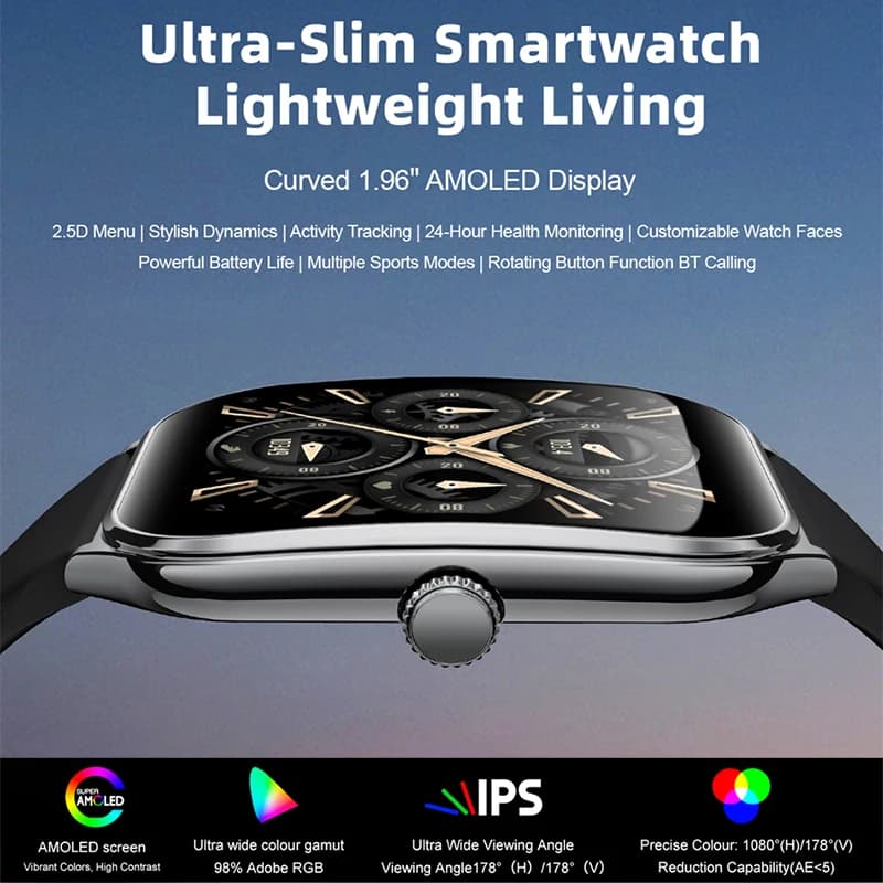2026 New Ultra Slim AMOLED Men's Watch Smart 386*448HD Women's Fashion Screen Sports Bracelet BT Waterproof Smartwatch Gift