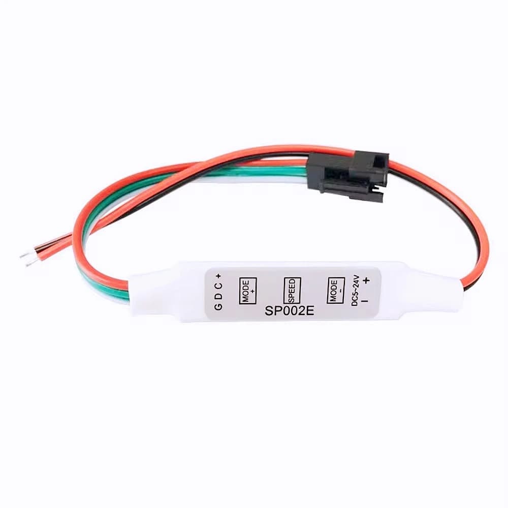 SP002E Mini Controller 3-Pin Addressable LED RGB DC5-24V for WS2811 WS2812B SK6812 RGBIC LED Strip 2048 Pixels