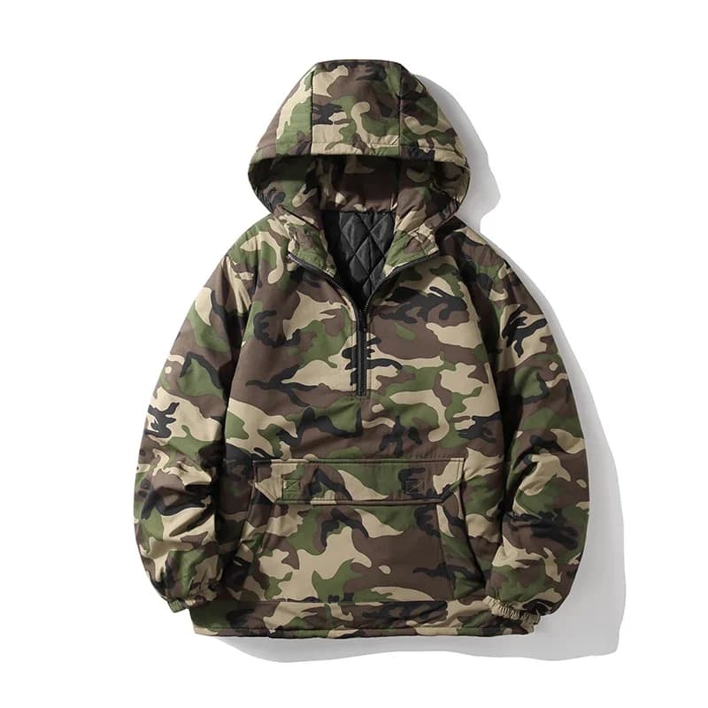 YASUGUOJI Giacca invernale da uomo mimetica casual Cappotto maschile caldo spesso Camo con cappuccio in cotone Parka antivento Cappotto militare da uomo