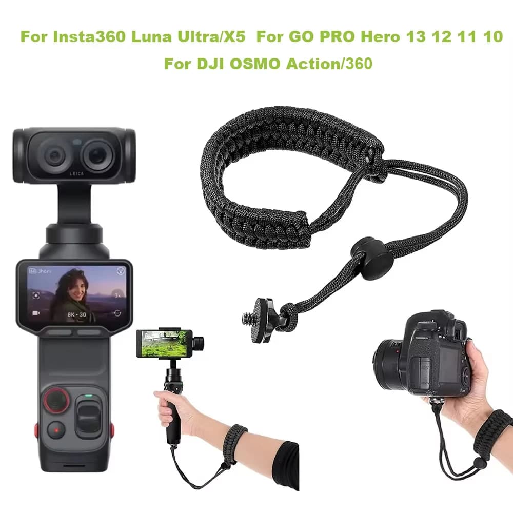 Wristband for Insta360 X5 1/4 Screw Accessories for GO PRO Hero 13 12 11 10 DJI OSMO Action Cameras Anti-Smarriage Fabric