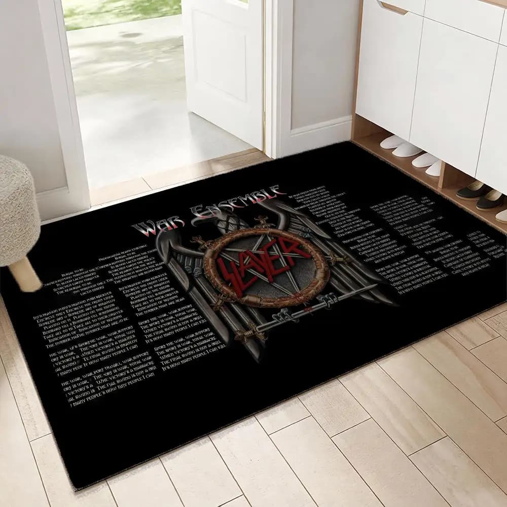 Soft and thickened flannel door pad Rock Band S-Slayer, non-slip carpet for living room, home decoration