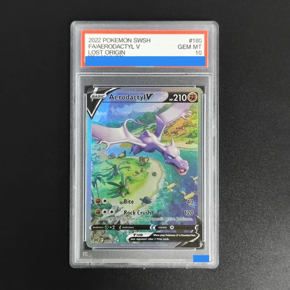 2022 Pokemon Aerodactyl V Full Art 180/196 Lost Origin Gem Mint 10 TCG Carta Collezionabile Ultra Rara Holo Grado Investimento