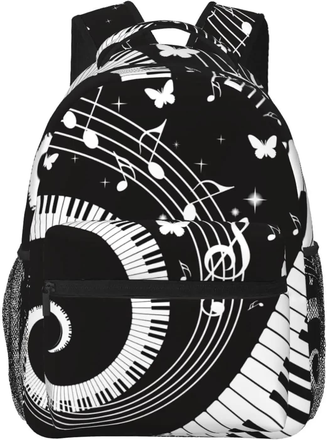 Simpatico cartone animato Note di pianoforte Zaino leggero per laptop Zaino leggero multiuso da viaggio casual Zaini universitari unisex per