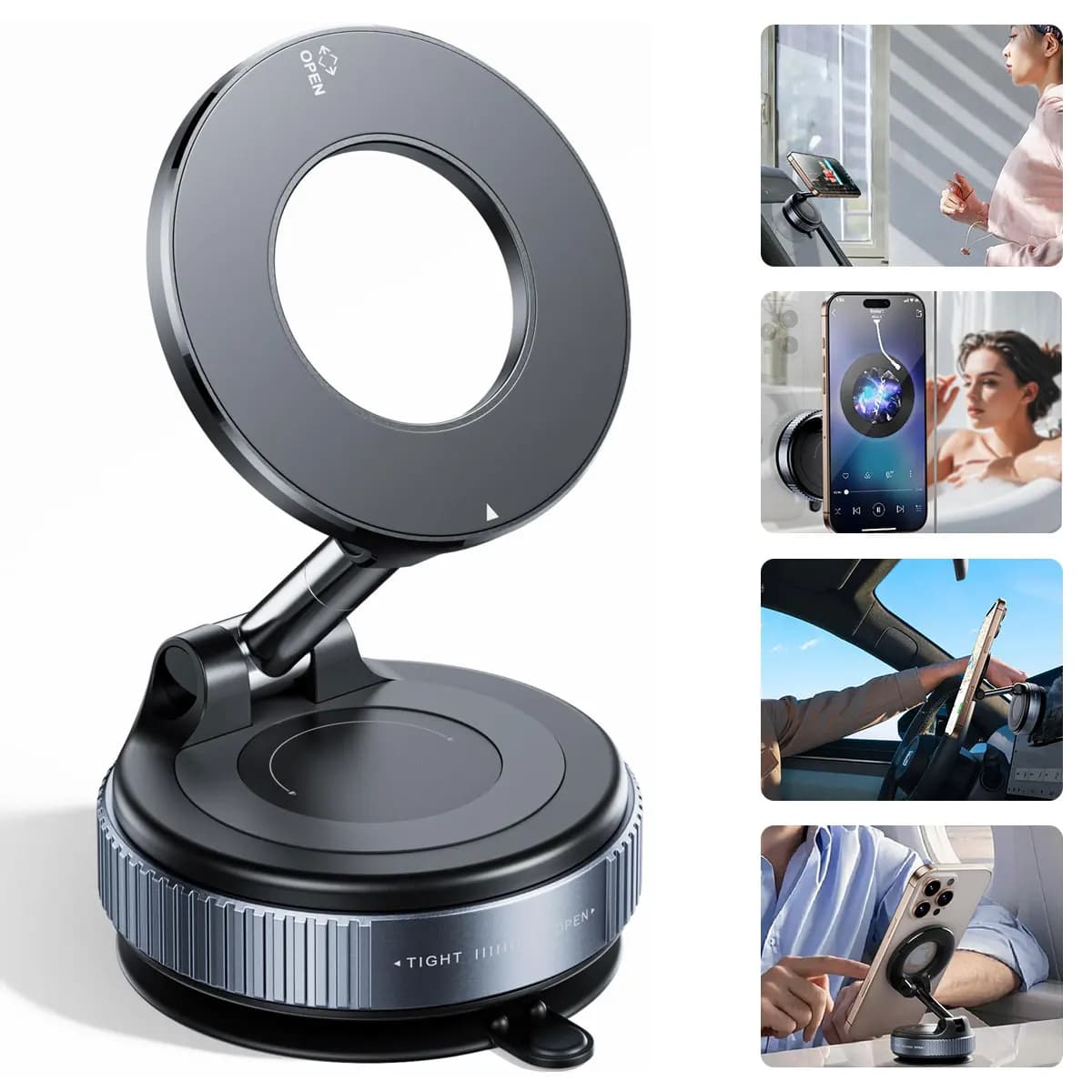 Supporto Magnetico per Telefono da Auto Potenziato, Design Pieghevole a 360° ° Supporto a ventosa regolabile per auto/scrivania/bagno/uso universale