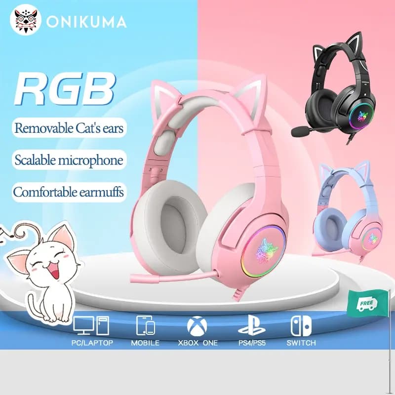 ONIKUMA K9 wired headphones with RGB light flexible HD microphone 3.5mm headphones for Computer for PC Gamer PS4 XBox