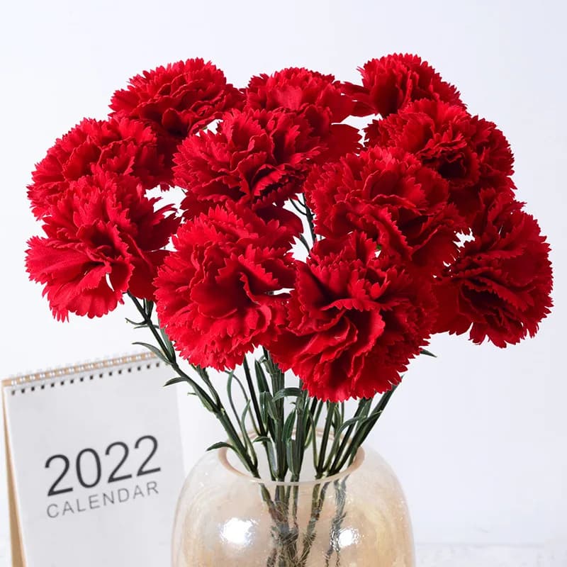 Real Touch Artificiale Rosso Chiofani 54 cm Fai da Te Simulazione Artigianale Chiofola Fiore Realistico Fatto a Mano Piante Finte Regalo per la Festa della Mamma