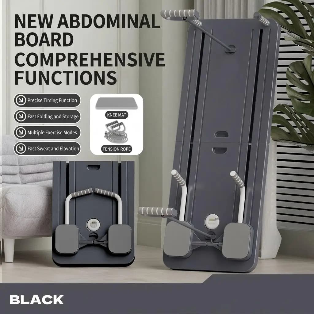 Foldable Auto‑Rebound Ab Roller Pilates Board Home Core Trainer with Timer & Resistance Bands