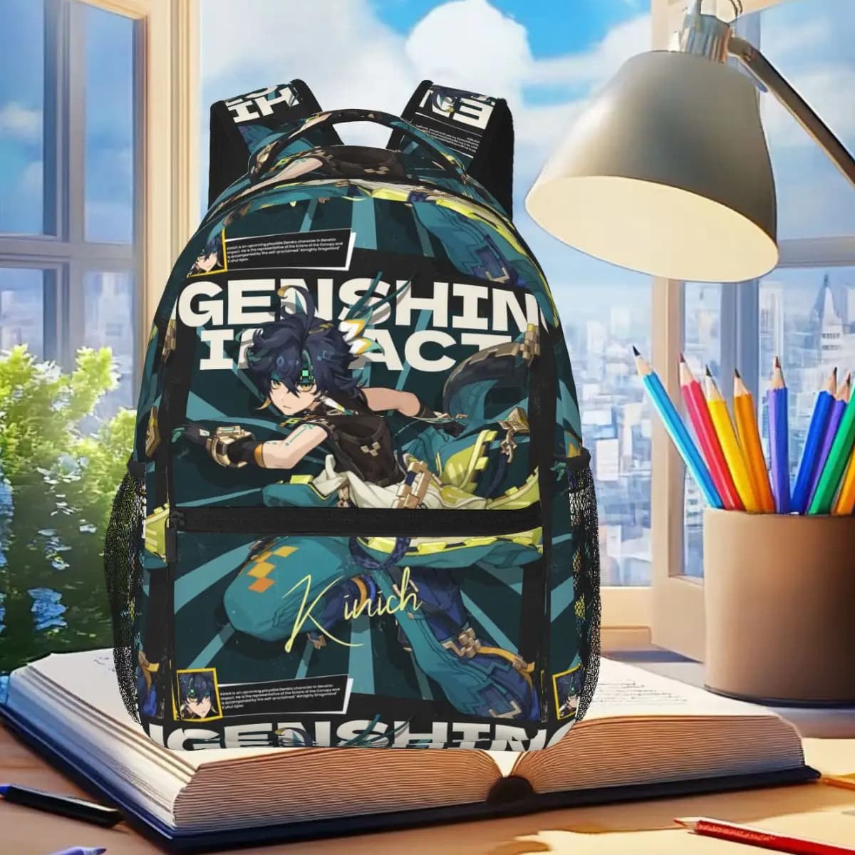 Kinich Sunblast Genshin Impact Zaino Studente Ragazzi Ragazze BookBag Borsa da scuola per bambini Borse a tracolla per laptop per uomo Donna