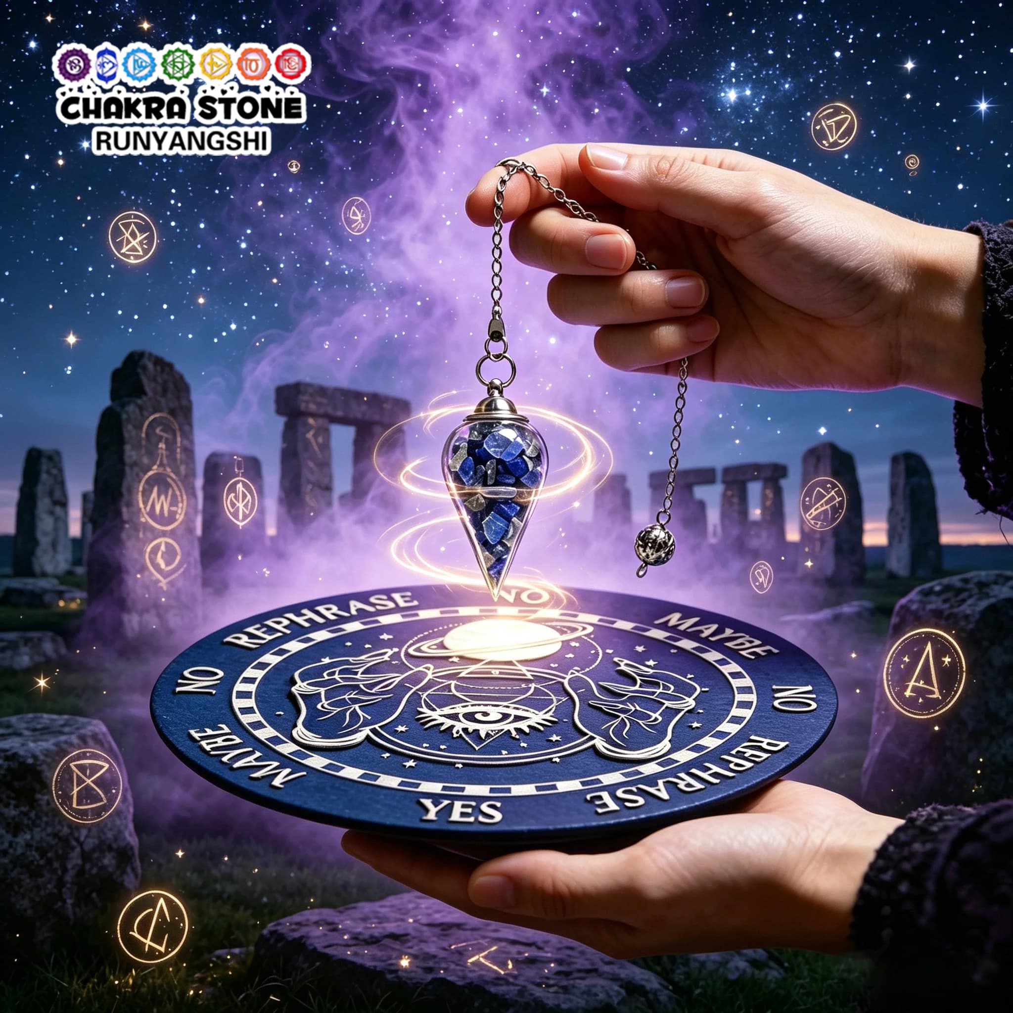 1set Natural Crystal Gravel Pendulum Set with Handmade Board - Perfect for Daily Use, Birthday Parties & Halloween Decorations